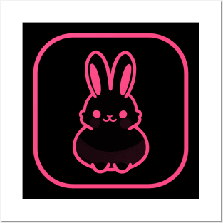 Pink Bunny Cute Minimalist Aesthetic Design Posters and Art